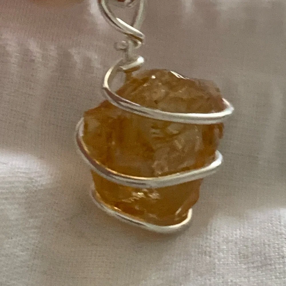 Artisan Crafted Rough Cut Brazilian Citrine Pendant in Sterling Silver